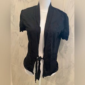 White House Black Market Women’s Black Tie front Shrug Size Large